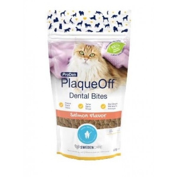 PlaqueOff  Salmon Cat Dental Bites 60gr Στοματική Υγιεινή