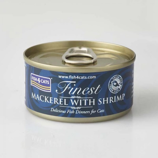 Fish4Cats Finest Mackerel with Shrimp 70gr Super Premium Τροφές