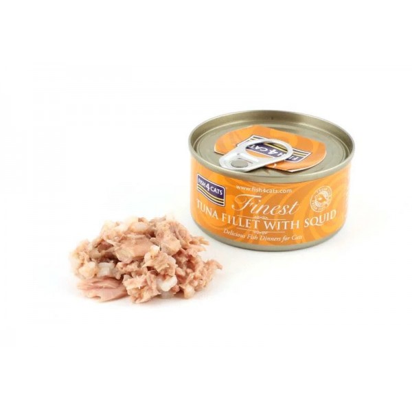 Fish4Cats Finest Tuna Fiilet with Squid 70gr Super Premium Τροφές