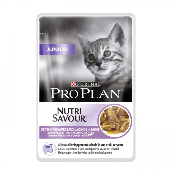 Pro Plan Cat NutriSavour Junior κομματάκια Γαλοπούλας σε σάλτσα 85gr Super Premium Τροφές