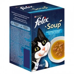 Purina Felix Soups Πολυσυσκευασία με Ψάρι 6 x 48gr Super Premium Τροφές