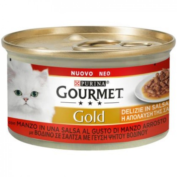 Gourmet Gold “Η Απόλαυση της Σάλτσας” βοδινό & γεύση ψητού βοδινού 85 gr Super Premium Τροφές