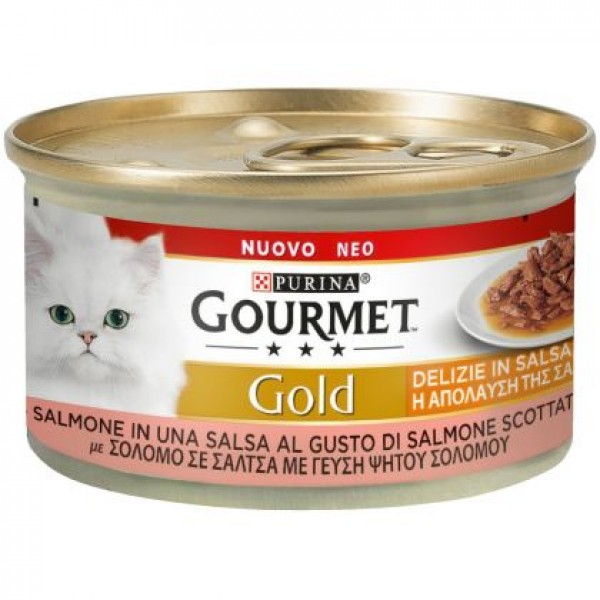 Gourmet Gold “Απόλαυση της Σάλτσας” με Σολομό & Γεύση Ψητού Σολομού 85 gr Super Premium Τροφές