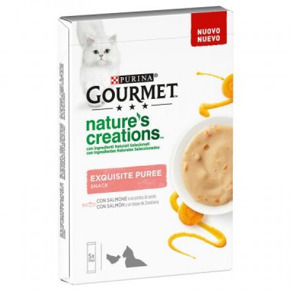 Gourmet Nature's Creations Snack Exquisite Puree Σολομός και Καρότα  5 x 10gr Λιχουδιές - Σνακς