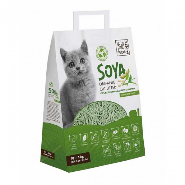 M-Pets Soya Organic Litter Green Tea 6lt - 2.5kg Βιοδιασπώμενες