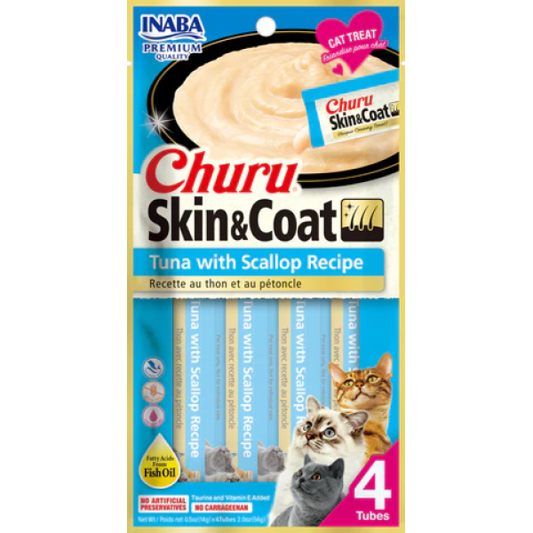 Churu Cat Skin & Coat Tuna with Scallop 4x56gr Λιχουδιές - Σνακς
