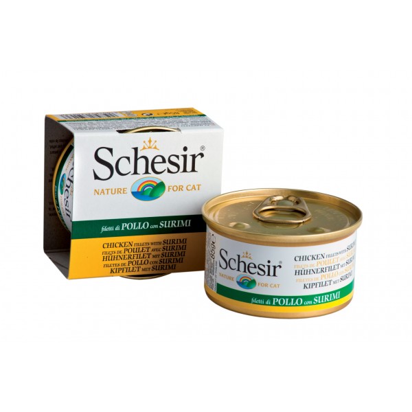 Schesir Cat Jelly με Φιλετάκια Κοτόπουλο και Ζαμπόν σε Ζελέ (85gr κονσέρβα) Τροφές