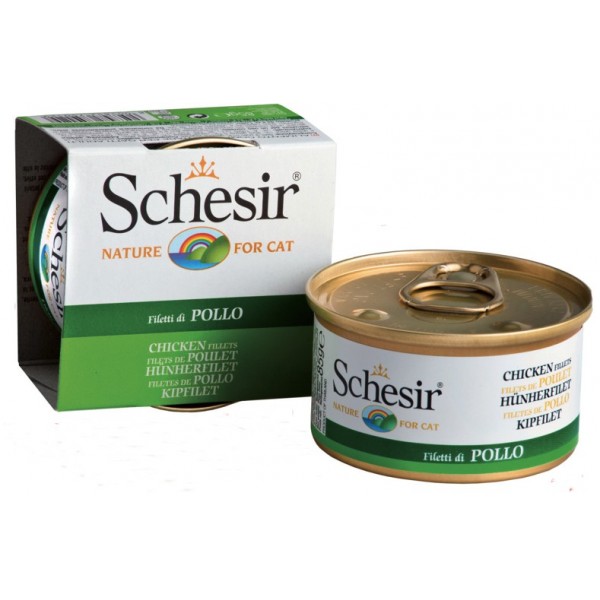 Schesir Cat Jelly με Φιλετάκια Κοτόπουλο σε Ζελέ (85gr κονσέρβα) Τροφές