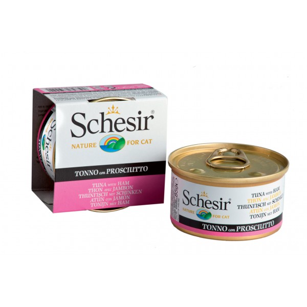 Schesir Cat Jelly με Τόνο και Ζαμπόν σε Ζελέ (85gr κονσέρβα) Τροφές