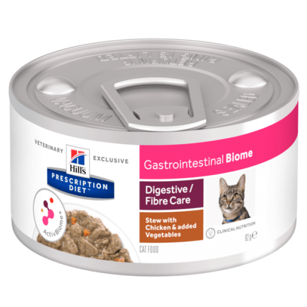 Hill's Prescription Diet Feline Gastrointestinal Biome Stew με Κοτόπουλο & πρόσθετα Λαχανικά 82gr Κλινικές Τροφές - Δίαιτες