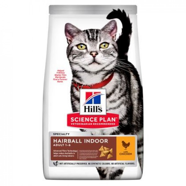 Hill's Science Plan Feline Adult Hairball & Indoor με Κοτόπουλο 1.5kg Super Premium Τροφές 