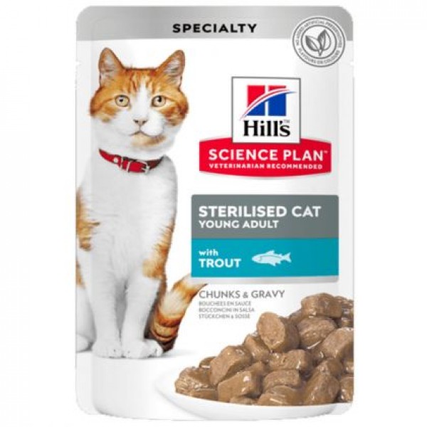 Hill’s Science Plan Sterilised Cat Young Adult με Πέστροφα 85gr Super Premium Τροφές