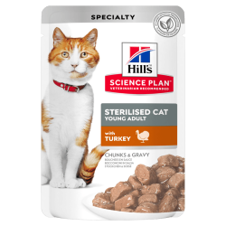 Hill’s Science Plan Sterilised Cat Young Adult τροφή για γάτες με Γαλοπούλα 85gr Super Premium Τροφές